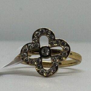 Gold Tone Crystal Rhinestone Clove Stainless Steel Fashion Ring SZ 8